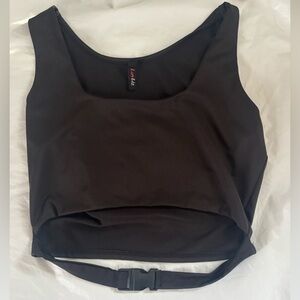 Luvliz Black Sleeveless Buckle Crop Top | Fits Like L |